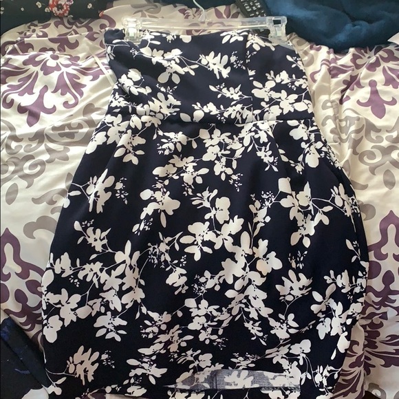 Strapless floral navy blue dress - Picture 1 of 2